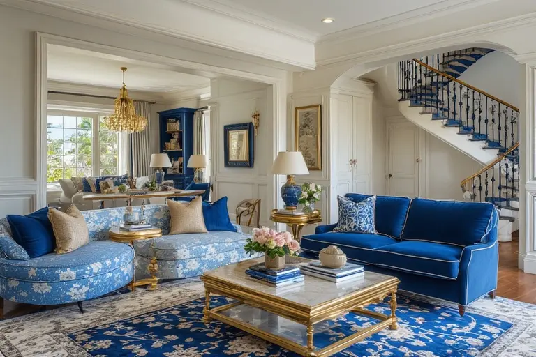 The interior of the Deluxe One-Bedroom Suite at Burj Al Arab, showing the staircase and lounge.