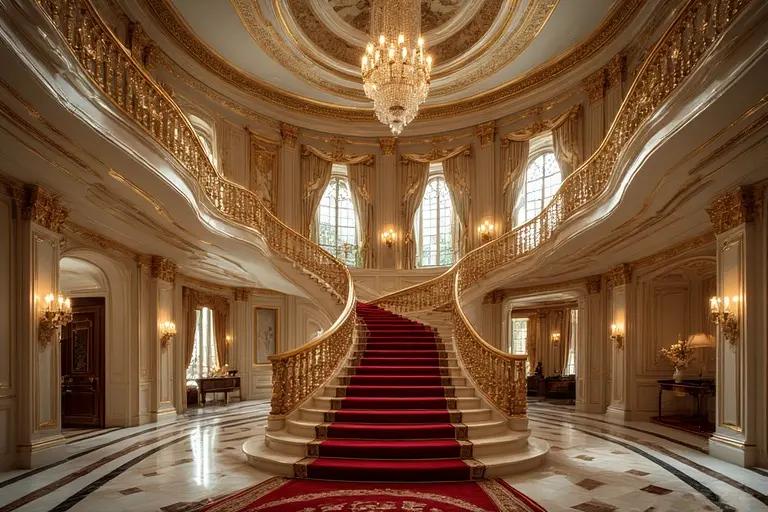 The magnificent 22-karat gold and marble spiral staircase inside the Royal Suite at Burj Al Arab.