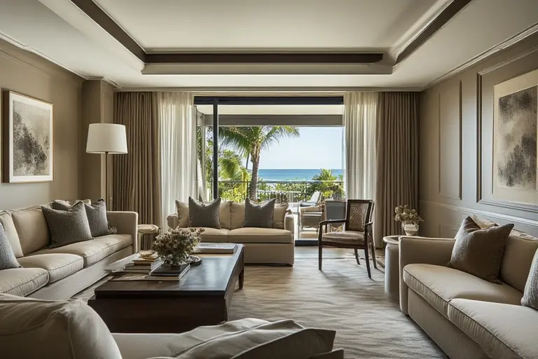 The large lounge and dining area in a Two-Bedroom Deluxe Suite at Burj Al Arab.
